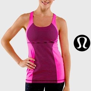 Lululemon Energy Power Luxtreme Strappy *RARE* Yoga Top Sz 4 Pink Raspberry Glo